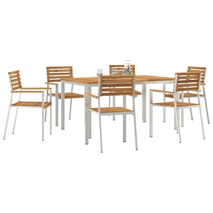 vidaXL Garden Dining Set 7 pcs Solid Acacia Wood and Stainless Steel 3