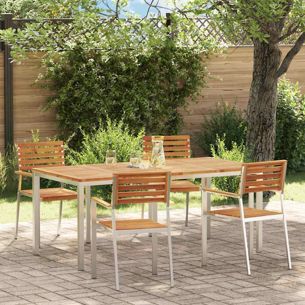 vidaXL Garden Dining Set 5 pcs Solid Acacia Wood and Stainless Steel 1