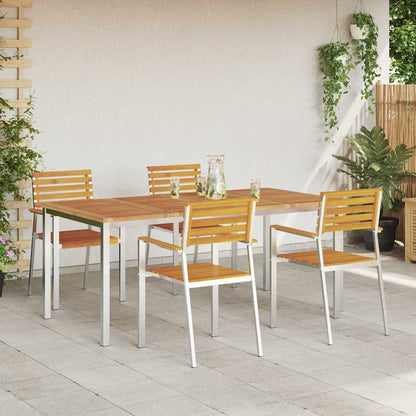 vidaXL Garden Dining Set 5 pcs Solid Acacia Wood and Stainless Steel 4