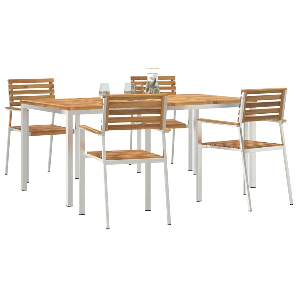 vidaXL Garden Dining Set 5 pcs Solid Acacia Wood and Stainless Steel 3