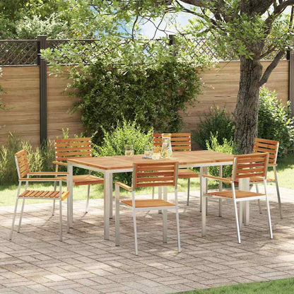 vidaXL Garden Dining Set 7 pcs Solid Acacia Wood and Stainless Steel 1