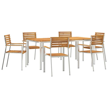 vidaXL Garden Dining Set 7 pcs Solid Acacia Wood and Stainless Steel 2