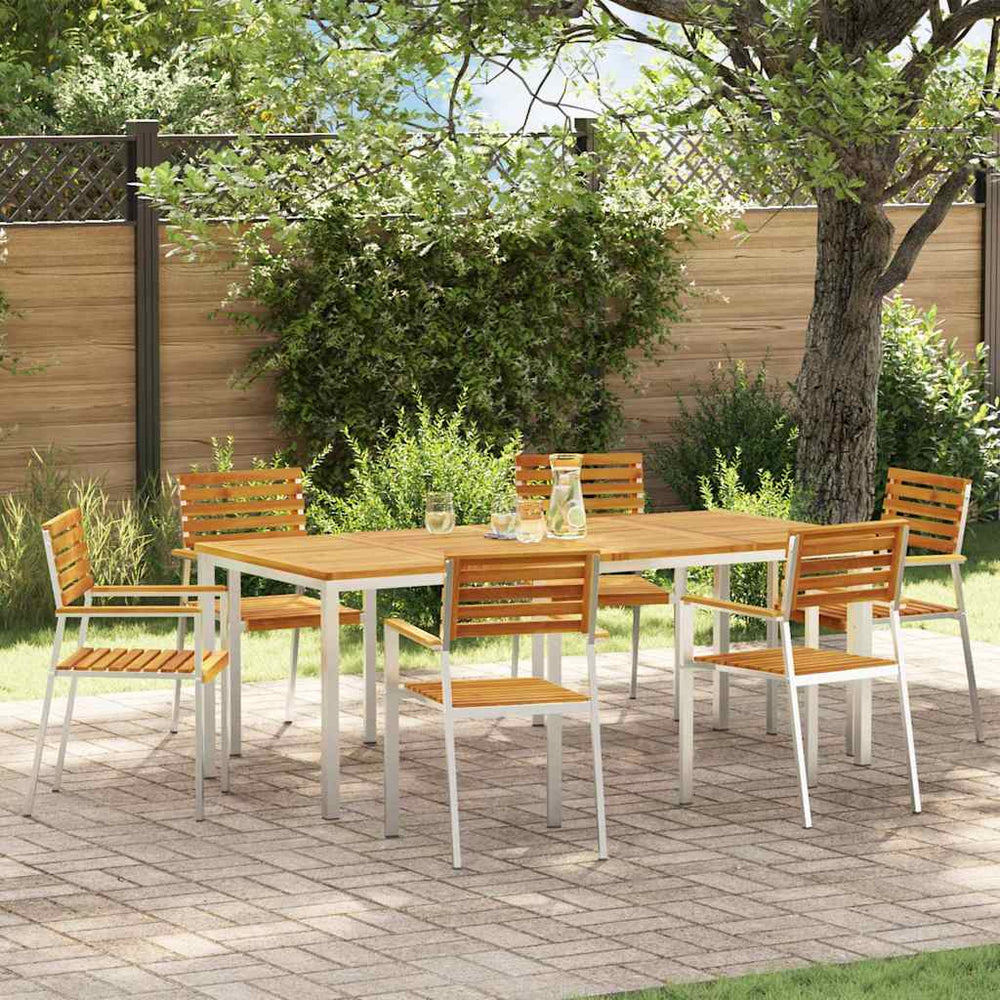 vidaXL Garden Dining Set 7 pcs Solid Acacia Wood and Stainless Steel
