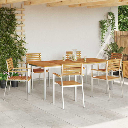 vidaXL Garden Dining Set 7 pcs Solid Acacia Wood and Stainless Steel 4