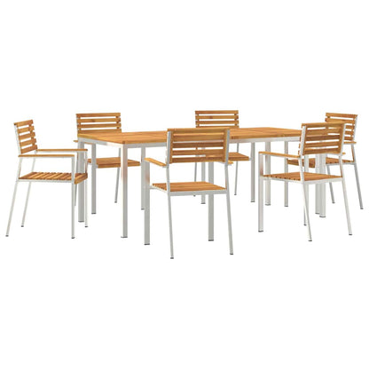 vidaXL Garden Dining Set 7 pcs Solid Acacia Wood and Stainless Steel 2