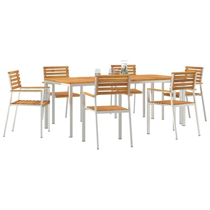vidaXL Garden Dining Set 7 pcs Solid Acacia Wood and Stainless Steel 3