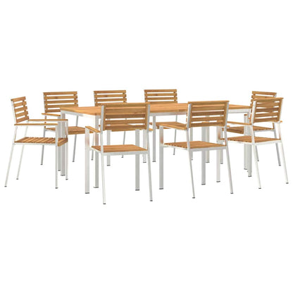 vidaXL Garden Dining Set 9 pcs Solid Acacia Wood and Stainless Steel 2
