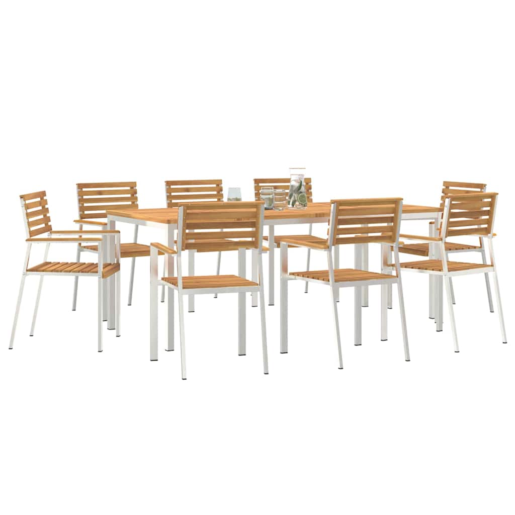 vidaXL Garden Dining Set 9 pcs Solid Acacia Wood and Stainless Steel 3