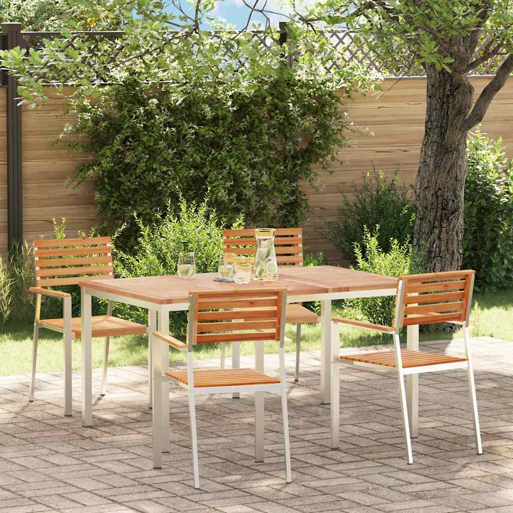 vidaXL Garden Dining Set 5 pcs Solid Teak Wood and Stainless Steel 1