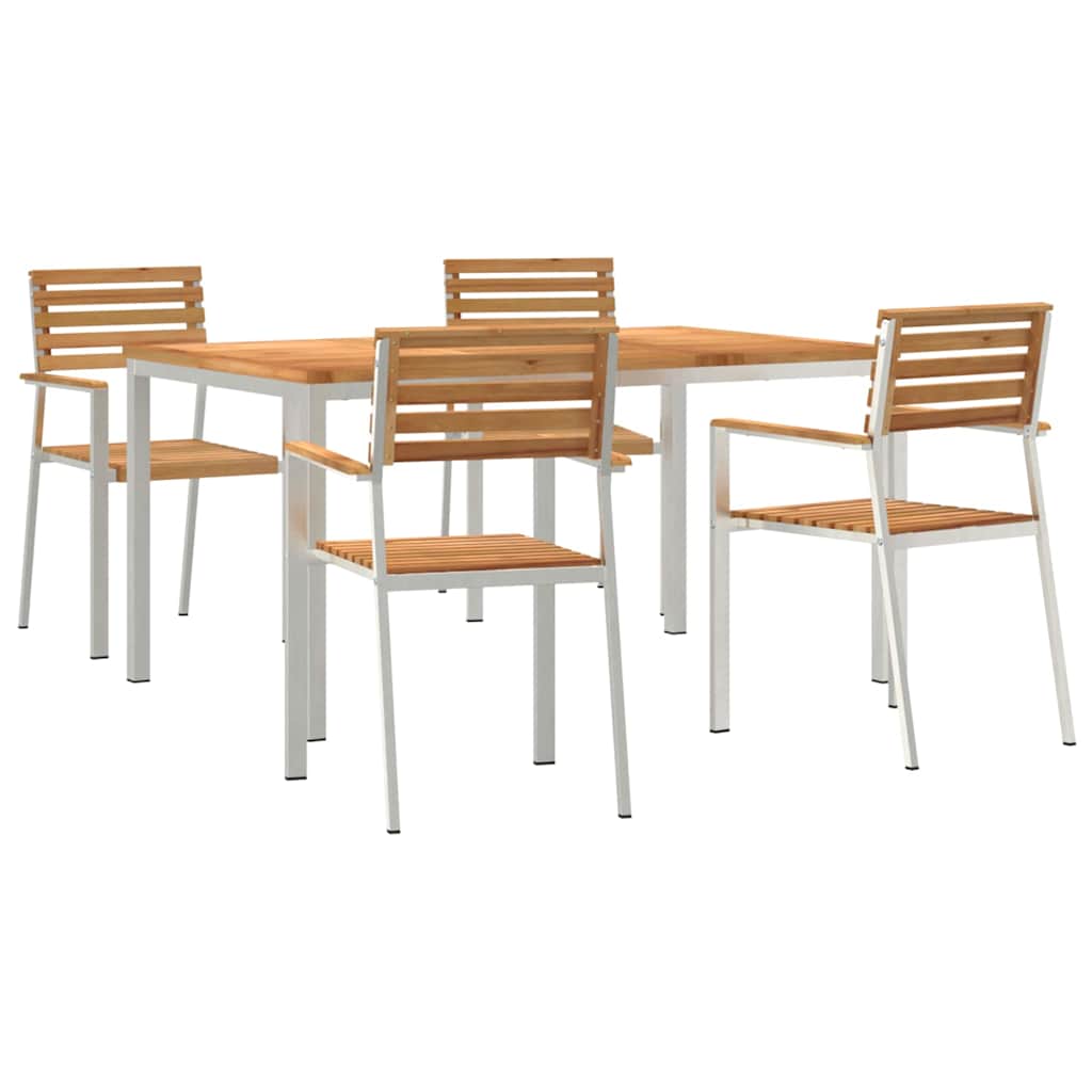 vidaXL Garden Dining Set 5 pcs Solid Teak Wood and Stainless Steel 2