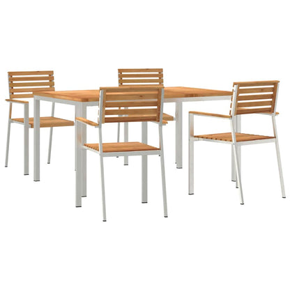 vidaXL Garden Dining Set 5 pcs Solid Teak Wood and Stainless Steel 2