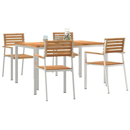 vidaXL Garden Dining Set 5 pcs Solid Teak Wood and Stainless Steel 3