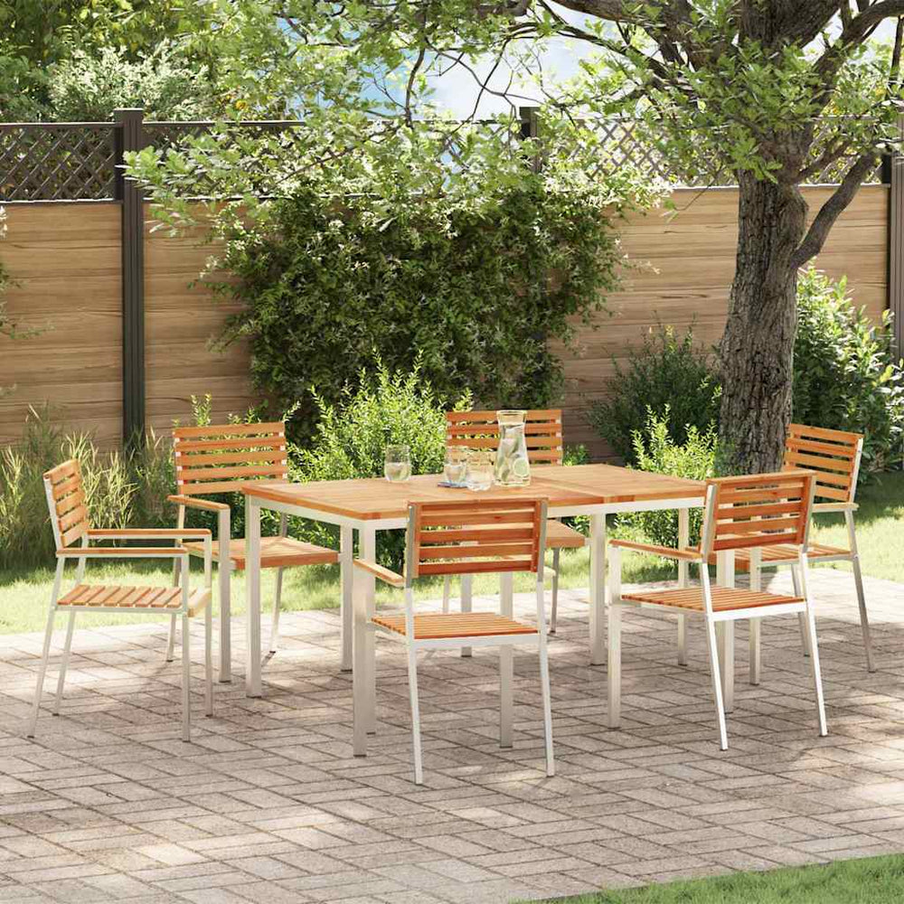 vidaXL Garden Dining Set 7 pcs Solid Teak Wood and Stainless Steel