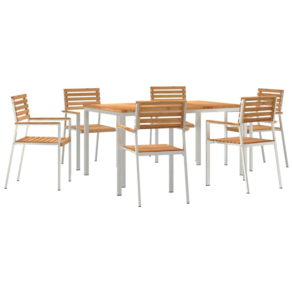 vidaXL Garden Dining Set 7 pcs Solid Teak Wood and Stainless Steel 2