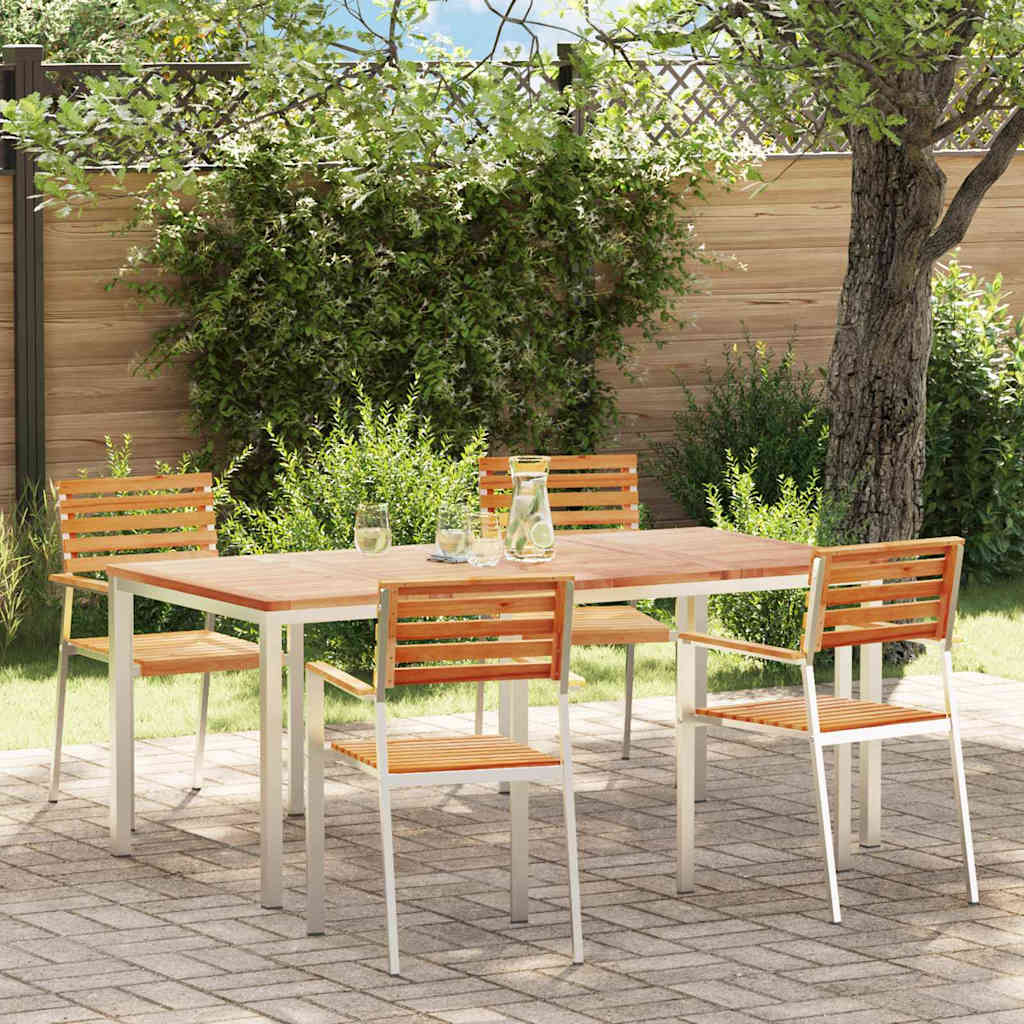 vidaXL Garden Dining Set 5 pcs Solid Teak Wood and Stainless Steel 1