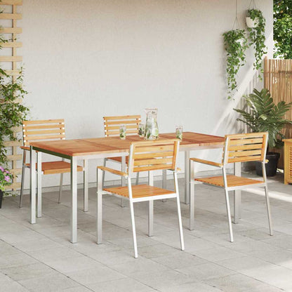 vidaXL Garden Dining Set 5 pcs Solid Teak Wood and Stainless Steel 4