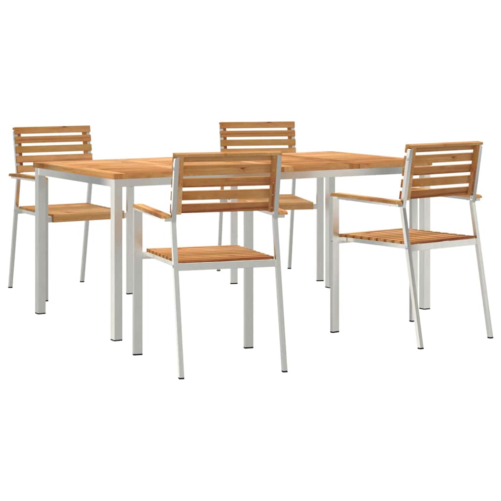 vidaXL Garden Dining Set 5 pcs Solid Teak Wood and Stainless Steel 2