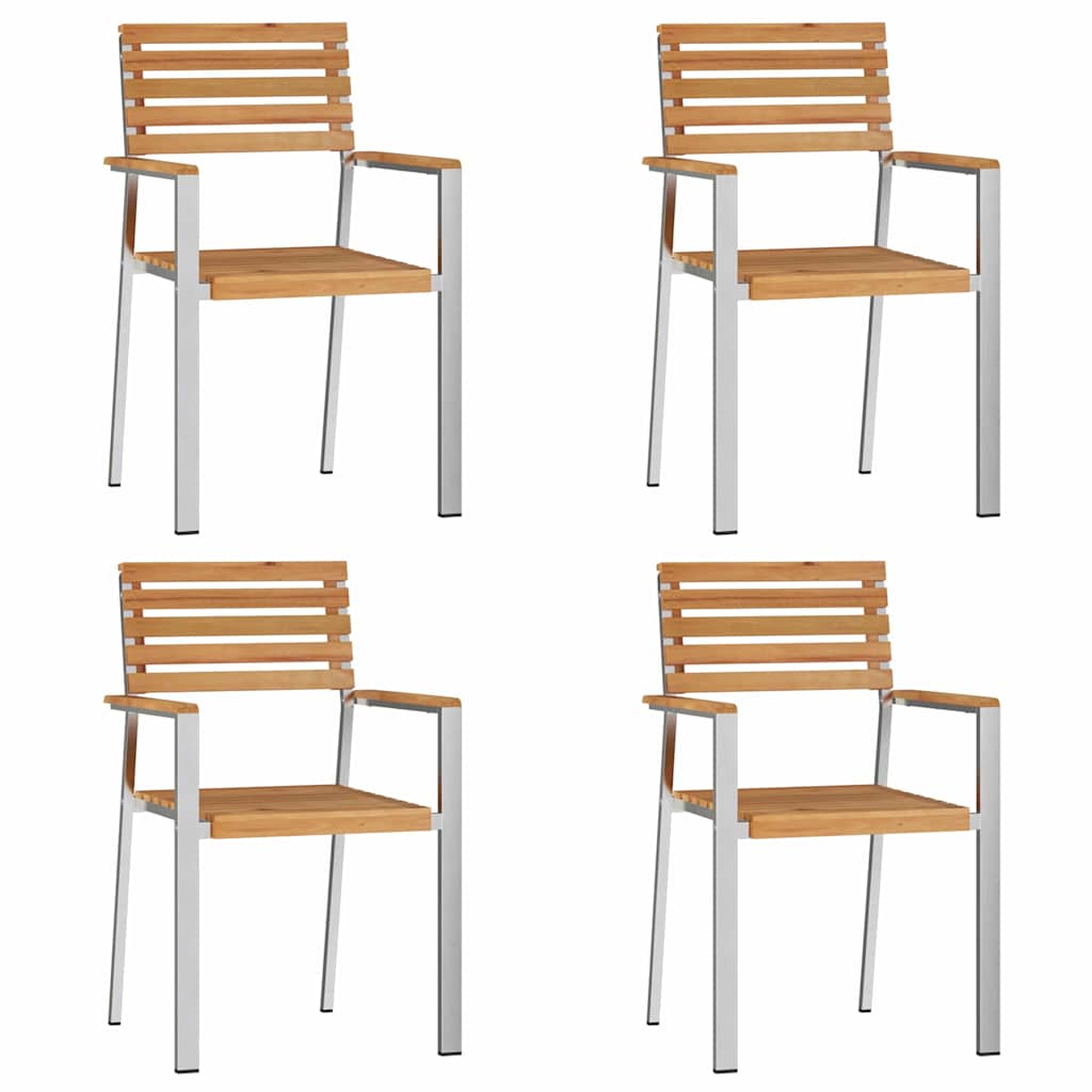 vidaXL Garden Dining Set 5 pcs Solid Teak Wood and Stainless Steel 6