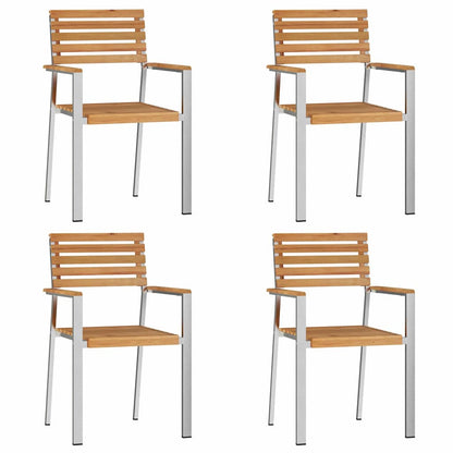 vidaXL Garden Dining Set 5 pcs Solid Teak Wood and Stainless Steel 6