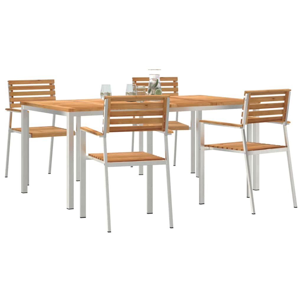 vidaXL Garden Dining Set 5 pcs Solid Teak Wood and Stainless Steel 3