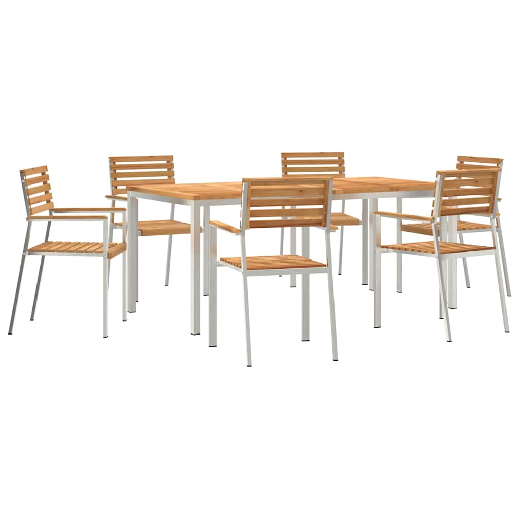 vidaXL Garden Dining Set 7 pcs Solid Teak Wood and Stainless Steel 2