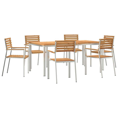 vidaXL Garden Dining Set 7 pcs Solid Teak Wood and Stainless Steel 2