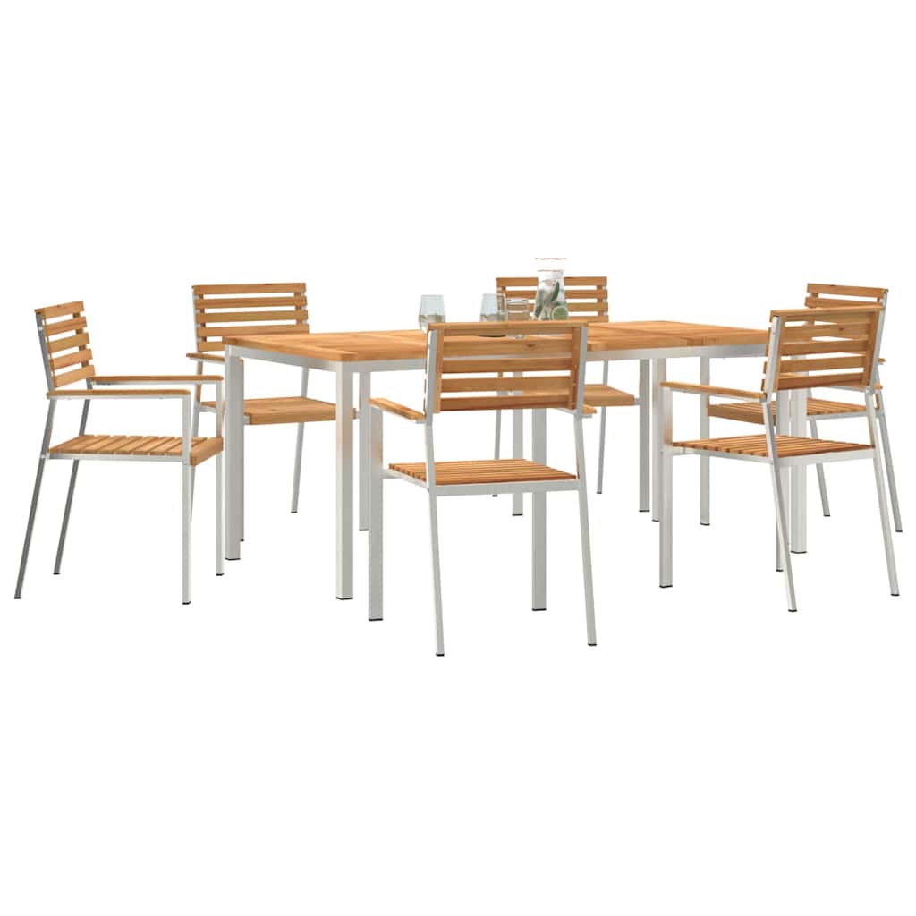 vidaXL Garden Dining Set 7 pcs Solid Teak Wood and Stainless Steel 3