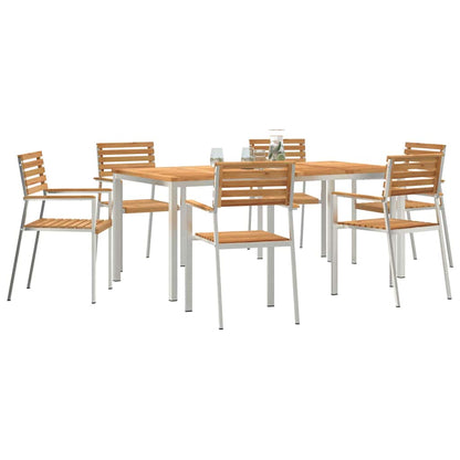vidaXL Garden Dining Set 7 pcs Solid Teak Wood and Stainless Steel 3