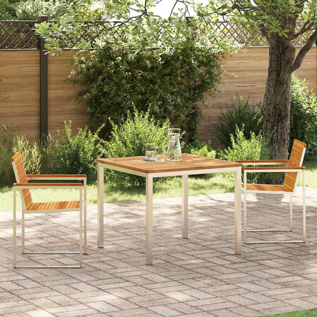 vidaXL Garden Dining Set 5 pcs Solid Acacia Wood and Stainless Steel