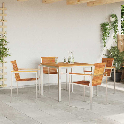 vidaXL Garden Dining Set 5 pcs Solid Acacia Wood and Stainless Steel 4