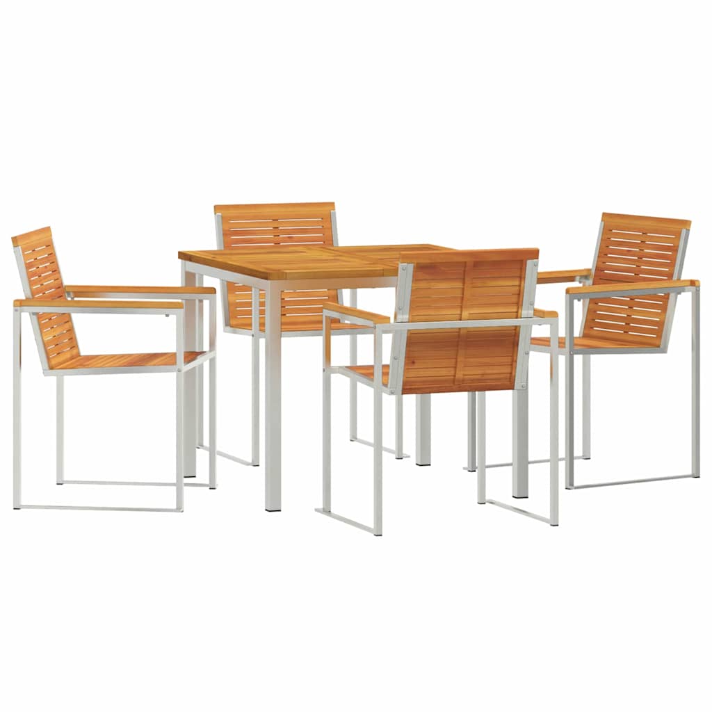 vidaXL Garden Dining Set 5 pcs Solid Acacia Wood and Stainless Steel 2
