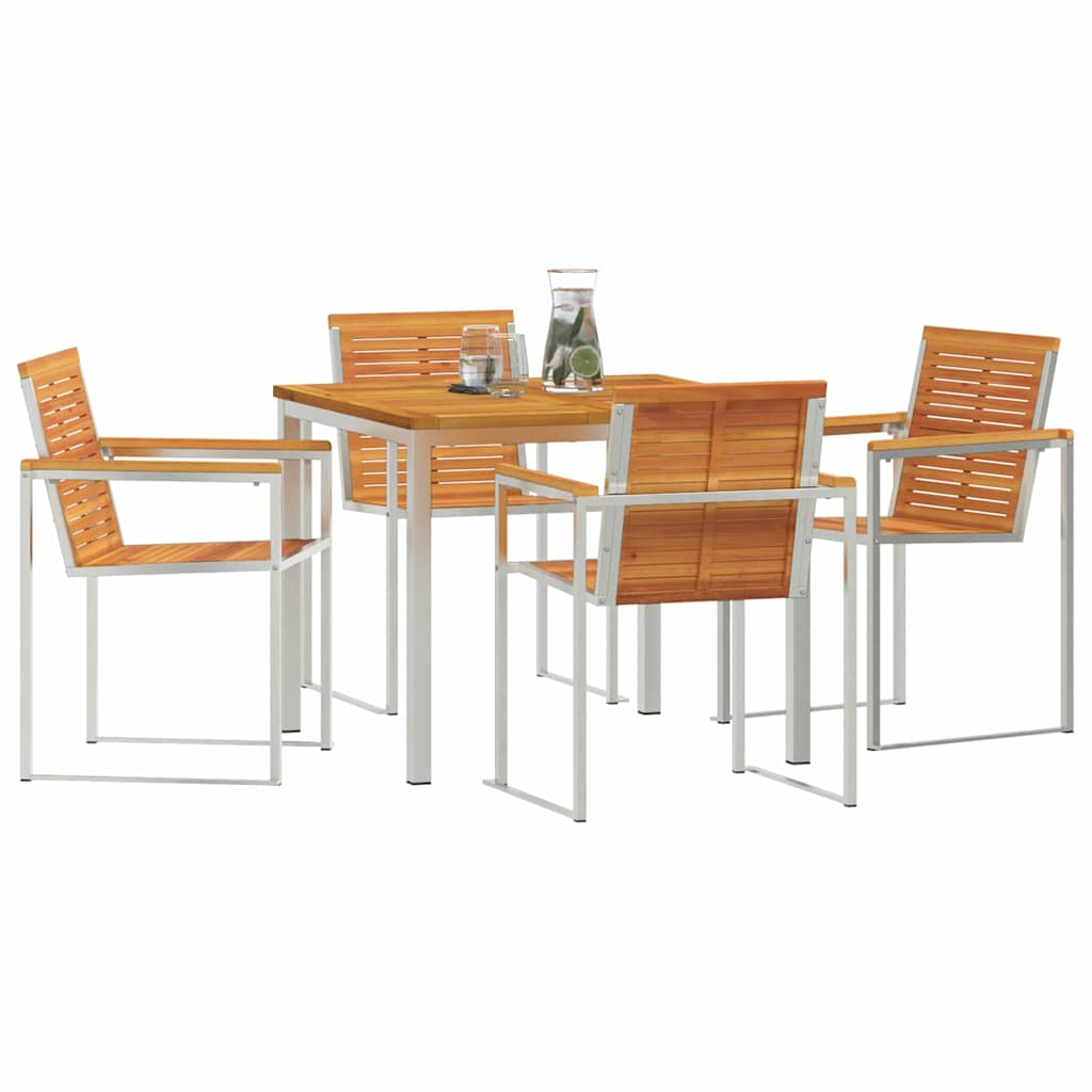 vidaXL Garden Dining Set 5 pcs Solid Acacia Wood and Stainless Steel 3