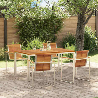 vidaXL Garden Dining Set 5 pcs Solid Acacia Wood and Stainless Steel 1