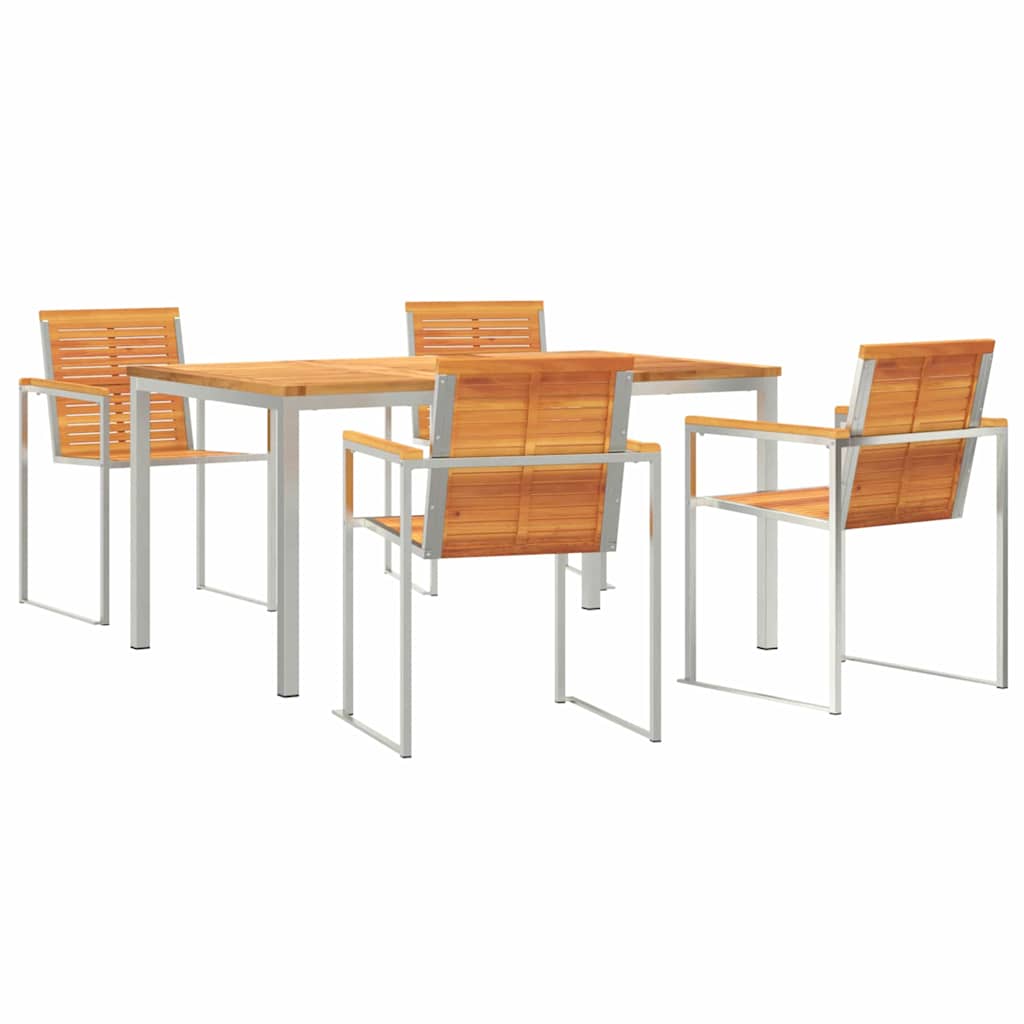 vidaXL Garden Dining Set 5 pcs Solid Acacia Wood and Stainless Steel 2