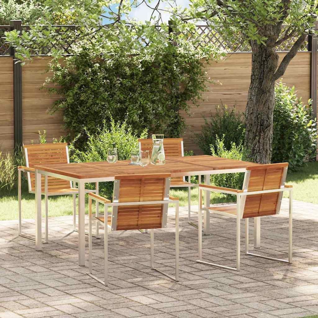 vidaXL Garden Dining Set 5 pcs Solid Acacia Wood and Stainless Steel 1