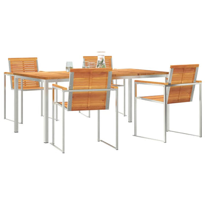 vidaXL Garden Dining Set 5 pcs Solid Acacia Wood and Stainless Steel 3