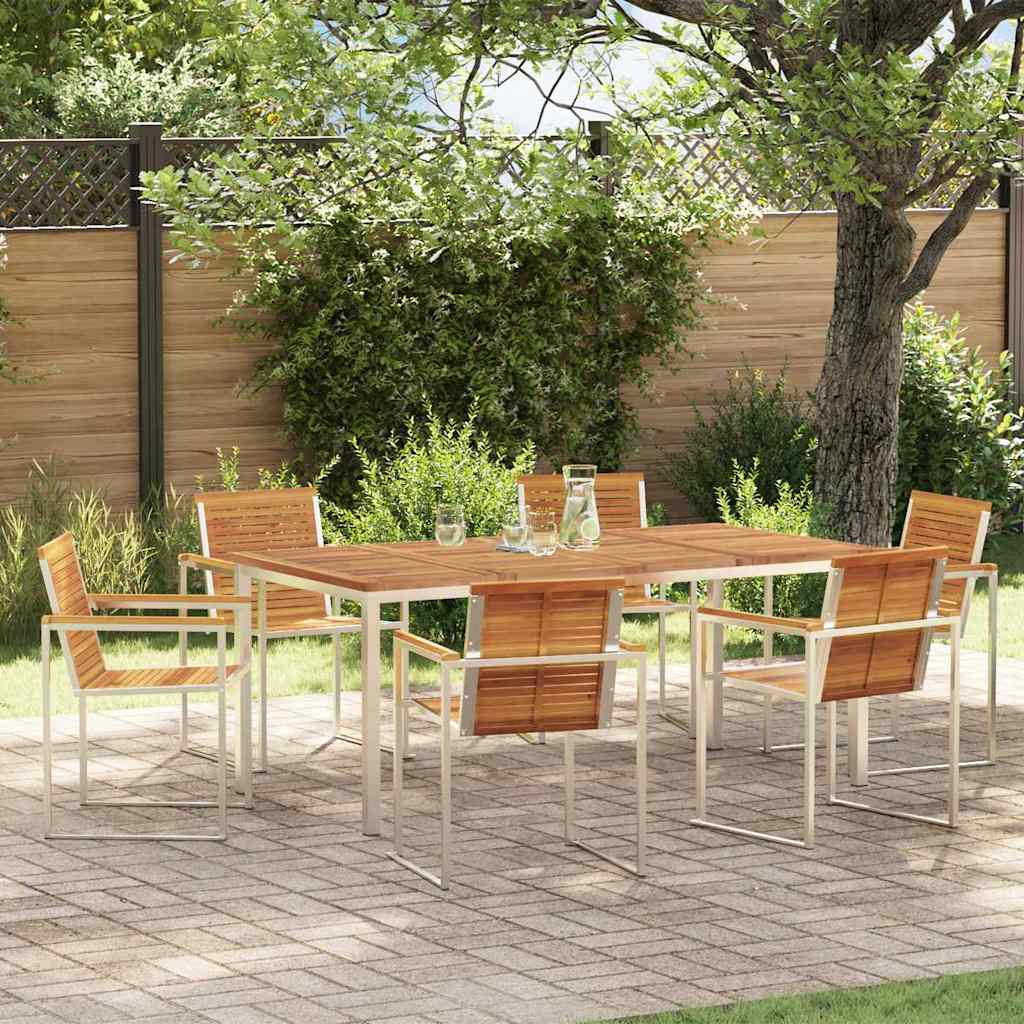 vidaXL Garden Dining Set 7 pcs Solid Acacia Wood and Stainless Steel 1