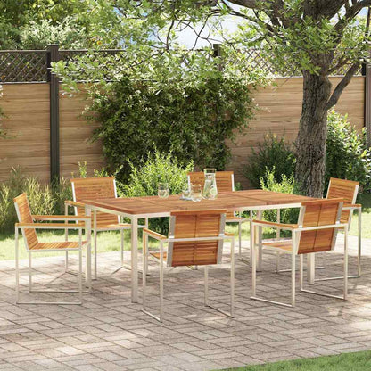vidaXL Garden Dining Set 7 pcs Solid Acacia Wood and Stainless Steel 1