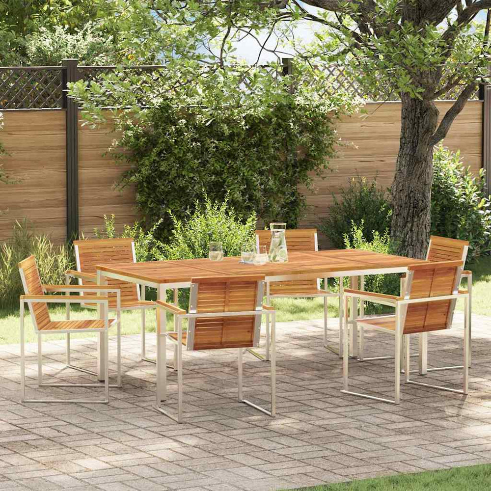 vidaXL Garden Dining Set 7 pcs Solid Acacia Wood and Stainless Steel