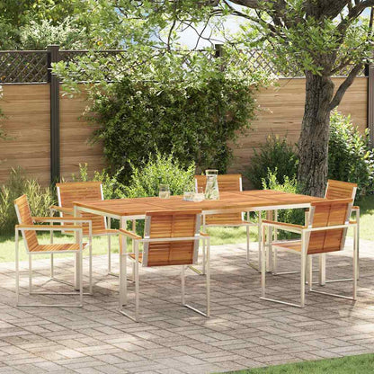 vidaXL Garden Dining Set 7 pcs Solid Acacia Wood and Stainless Steel 1