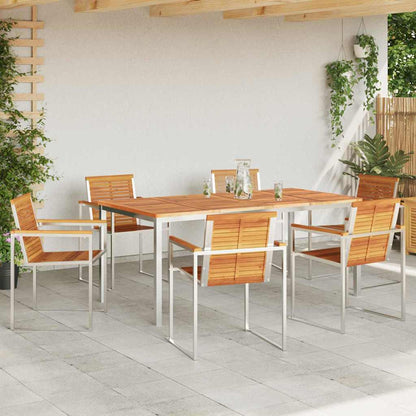 vidaXL Garden Dining Set 7 pcs Solid Acacia Wood and Stainless Steel 4