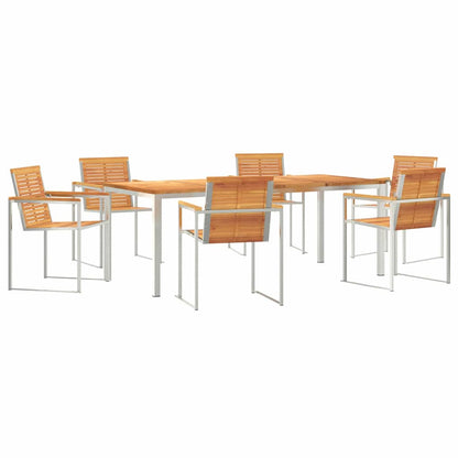 vidaXL Garden Dining Set 7 pcs Solid Acacia Wood and Stainless Steel 2