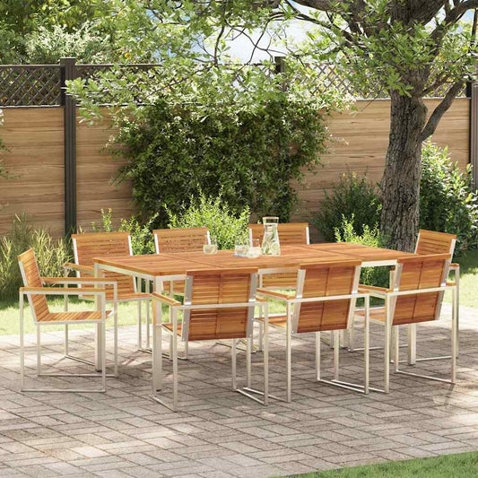 vidaXL Garden Dining Set 9 pcs Solid Acacia Wood and Stainless Steel 1