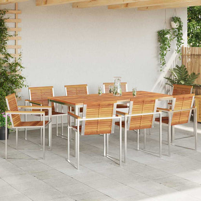 vidaXL Garden Dining Set 9 pcs Solid Acacia Wood and Stainless Steel 4