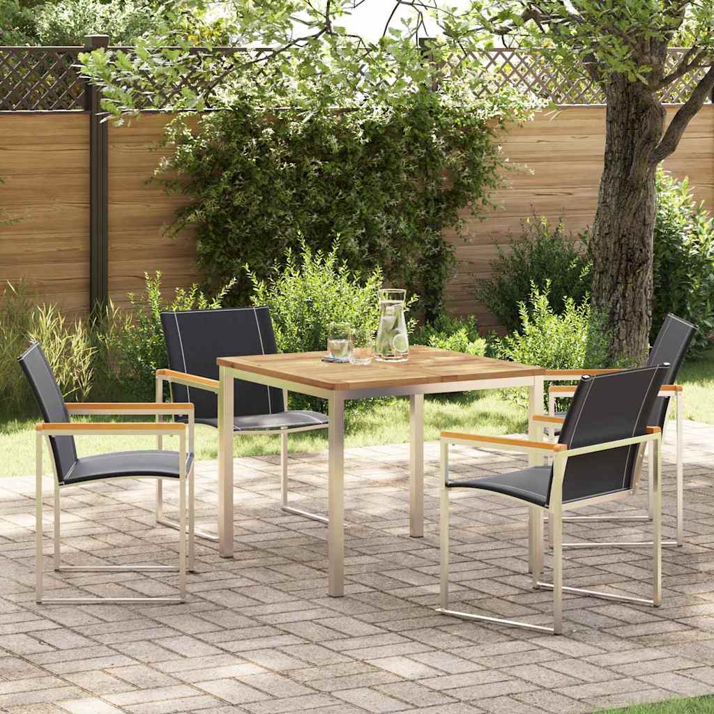 vidaXL Garden Dining Set 5 pcs Solid Acacia Wood and Stainless Steel 1