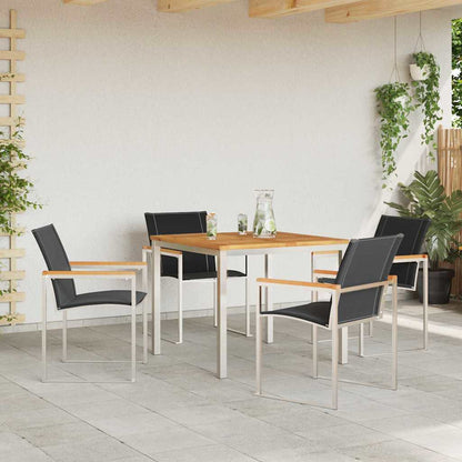 vidaXL Garden Dining Set 5 pcs Solid Acacia Wood and Stainless Steel 4