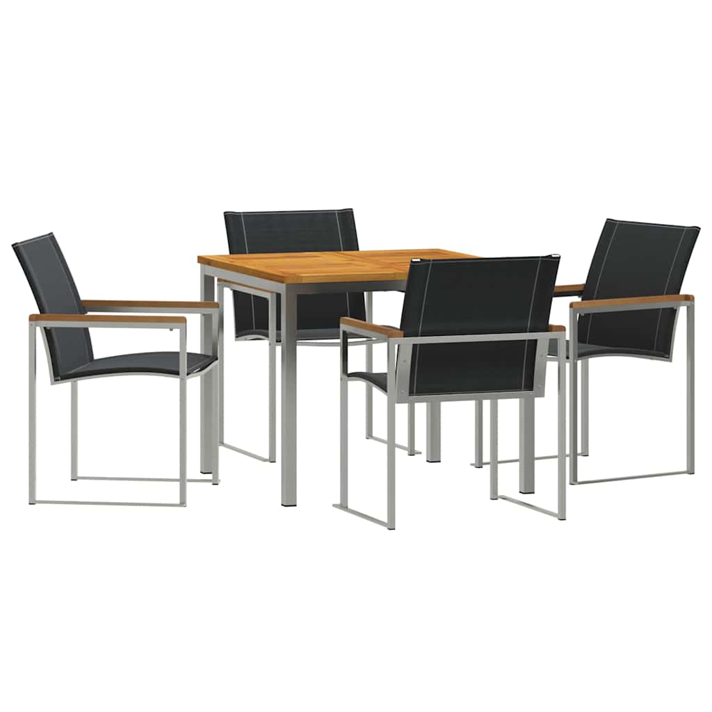 vidaXL Garden Dining Set 5 pcs Solid Acacia Wood and Stainless Steel 2