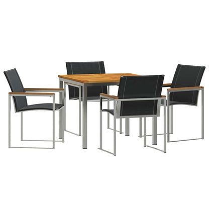 vidaXL Garden Dining Set 5 pcs Solid Acacia Wood and Stainless Steel 2