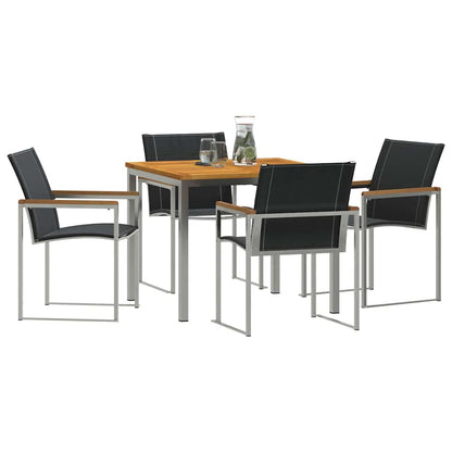 vidaXL Garden Dining Set 5 pcs Solid Acacia Wood and Stainless Steel 3
