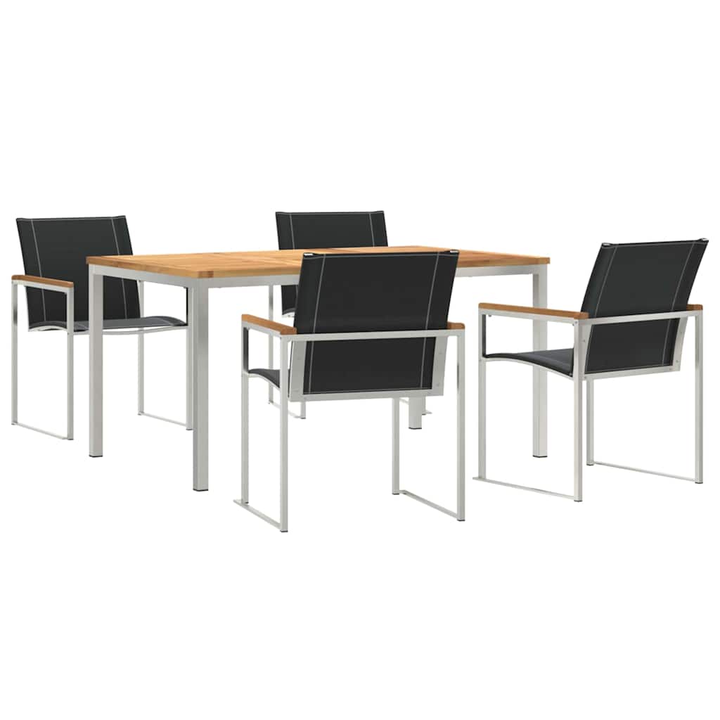 vidaXL Garden Dining Set 5 pcs Solid Acacia Wood and Stainless Steel 2